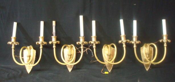 Appraisal: Gilt Metal Arm Sconces From a Greenwich CT home Dimensions