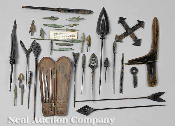 Appraisal: A Large Collection of Chinese Bronze and Iron Spearheads and