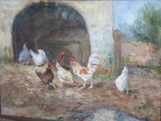 Appraisal: John Falconar Slater - Poultry in a yard gouache signed