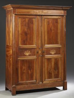 Appraisal: French Charles X Marquetry Inlaid Walnut Armoire th c the