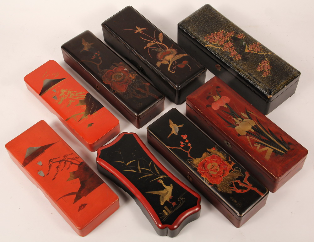 Appraisal: COLLECTION JAPANESE LACQUER BOXES - Glove Boxes in Black or