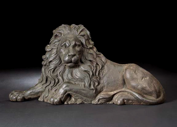 Appraisal: Large English Flat-Back Cast-Iron Figure of a Regal Recumbent Lion