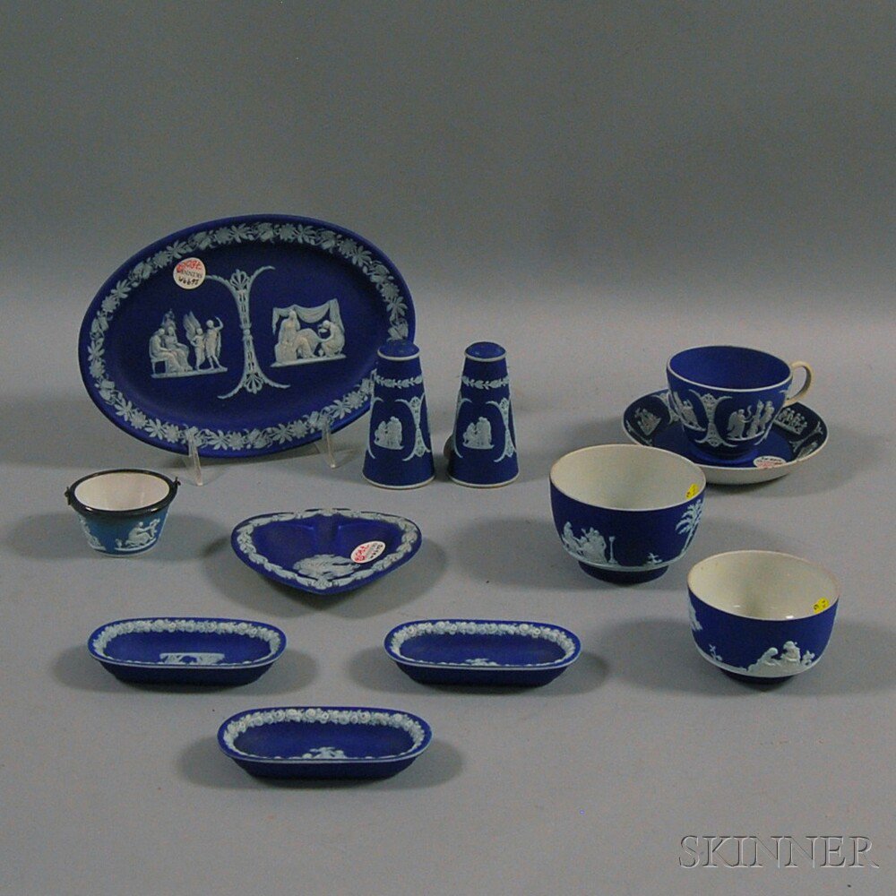 Appraisal: Twelve Wedgwood Dark Blue Jasper Items including a pair of