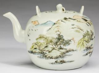 Appraisal: Chinese porcelain teapot inscribed w artist's seal Chinese polychrome enamel