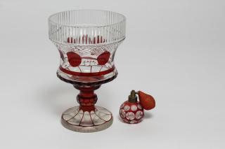 Appraisal: Cranberry Cut Vintage cranberry and clear glassware a footed candy