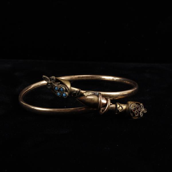 Appraisal: Victorian gold filled bypass bracelet with cabochon jewels inner width