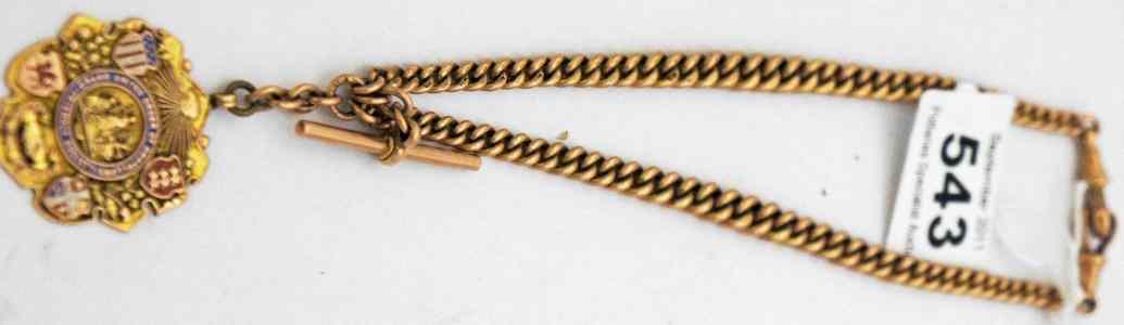 Appraisal: Carat Victorian Double Albert Rose Gold Watch Chain and Enamelled