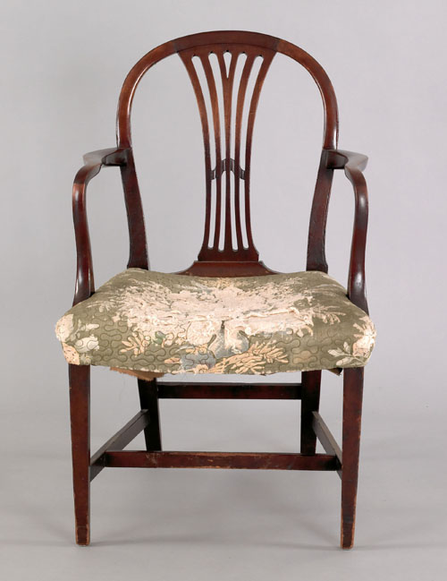 Appraisal: George III mahogany armchair ca the arched crest over a