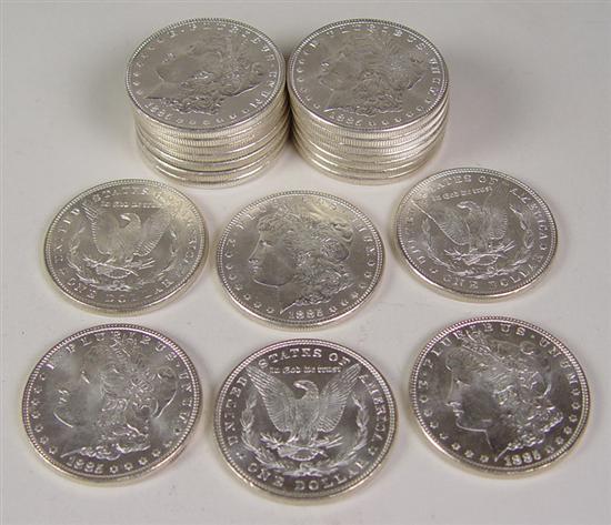 Appraisal: Nice BU Roll of Morgan Dollars Grades range MS -