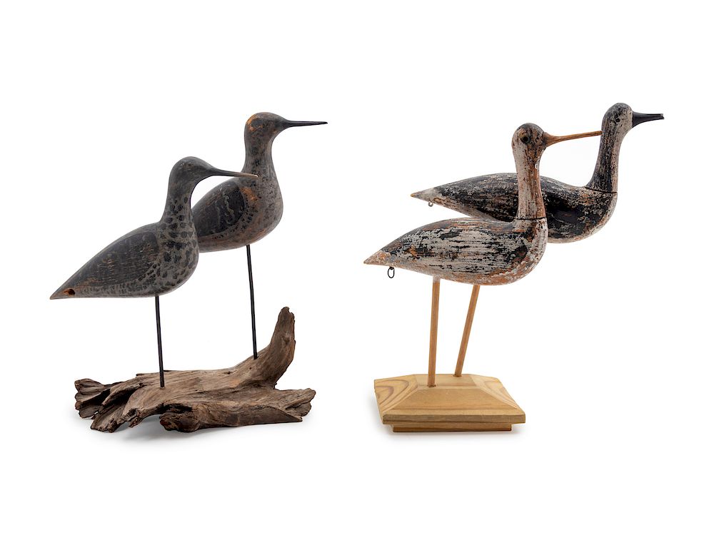 Appraisal: Four Carved and Painted Shore Bird Decoys Four Carved and