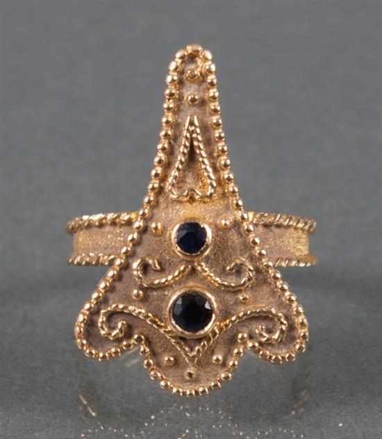 Appraisal: Lady's K gold and sapphire ring size approximately grams Estimate