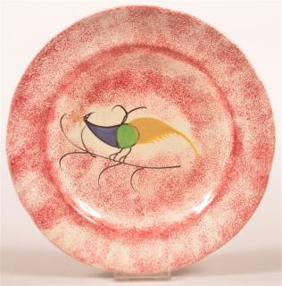 Appraisal: Red Spatter Peafowl Ironstone China Plate Red Spatter Peafowl Pattern