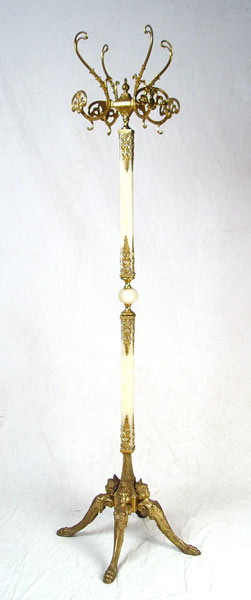 Appraisal: ORNATE BRASS AND ONYX HALL STAND Four fancy hooks alternating