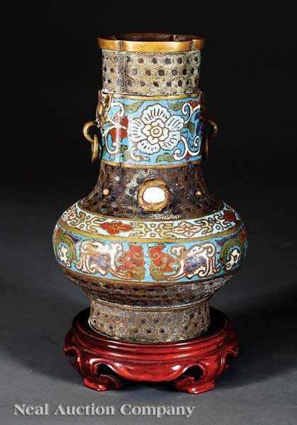 Appraisal: A Chinese Ming-Style Cloisonn Embellished Bronze Vase Xuande mark but