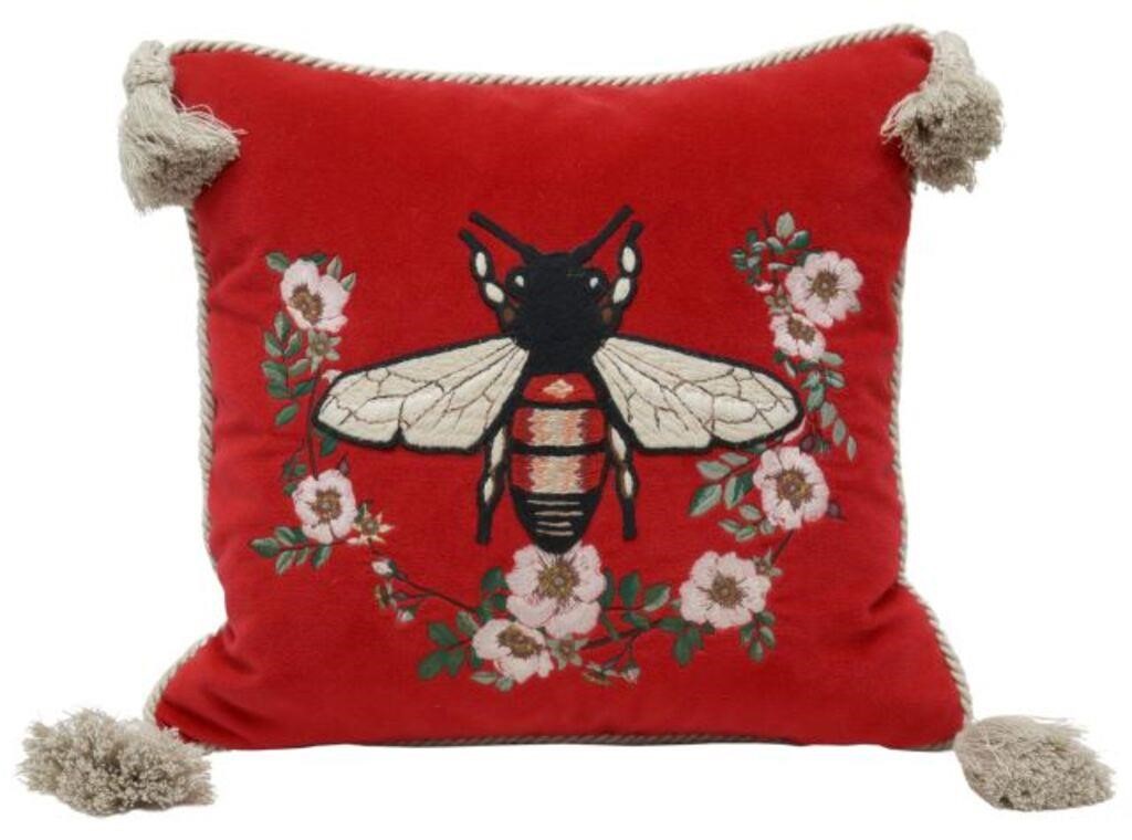 Appraisal: Gucci silk blend cushion from the Collection with embroidered bee