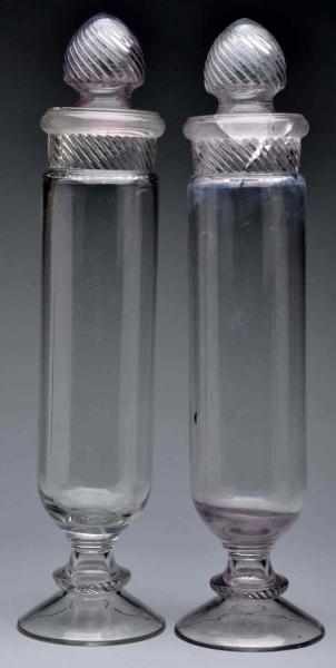 Appraisal: Lot of Columbia Cylinder Apothecary Candy Jars Description Matching pair