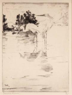 Appraisal: Frank W Benson Egrets signed Frank W Benson lower leftdrypoint