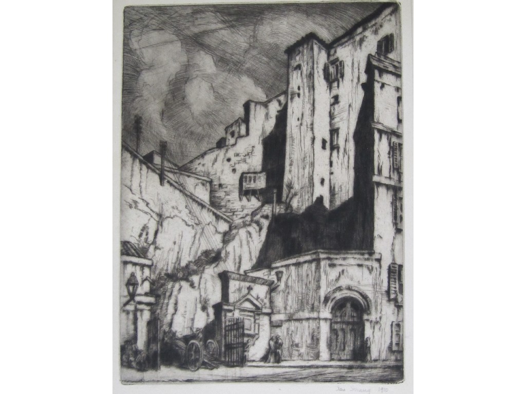 Appraisal: JAMES STRANG - VIA DELLA PACE NAPLES Etching signed and