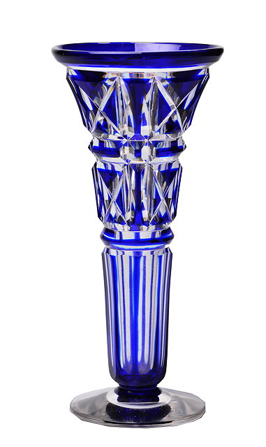 Appraisal: A JOHN WALSH WALSH KENILWORTH CUT BLUE FLASH GLASS VASE