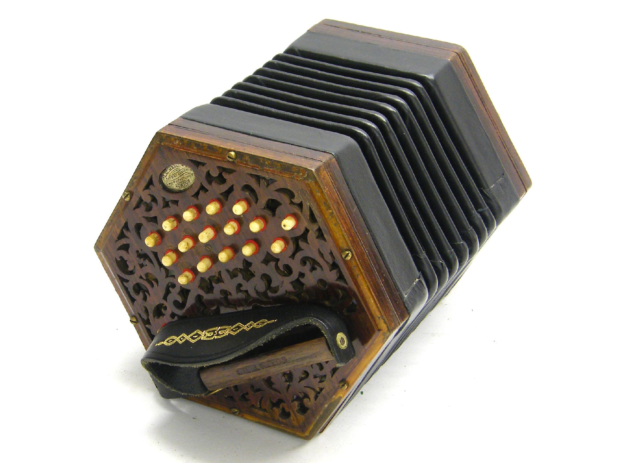 Appraisal: Lachenal Co three row Anglo concertina no with thirty three