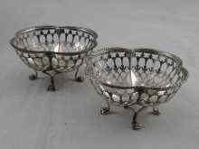 Appraisal: A pair of silver lobed and pierced bon bon dishes