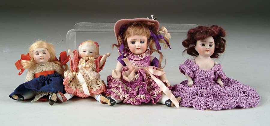 Appraisal: LOT OF FOUR ALL BISQUE DOLLS Dolls range from to