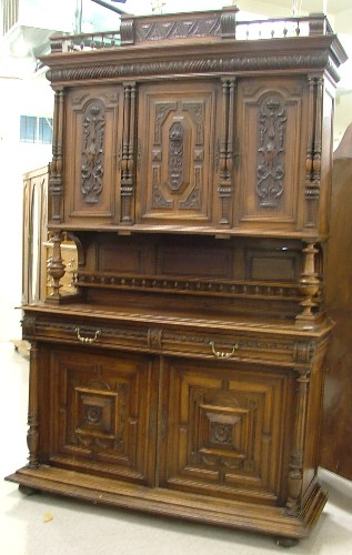 Appraisal: CARVED WALNUT SIDEBOARD Renaissance Revival style French c in two