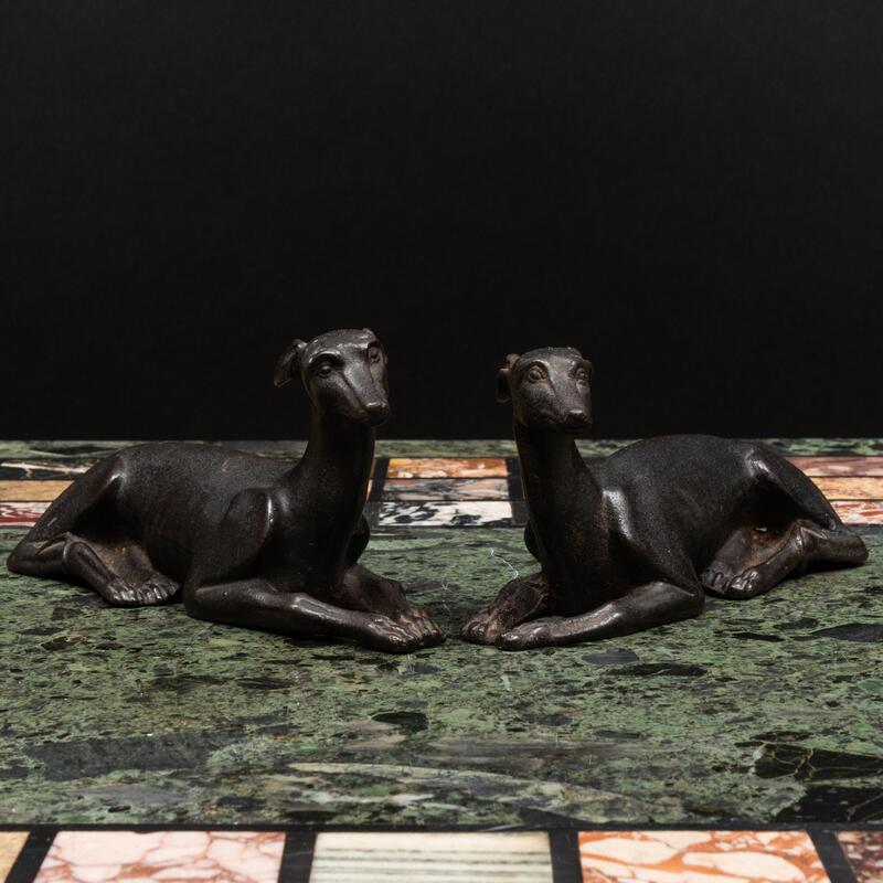 Appraisal: Pair of Metal Seated Whippets x x in Condition Each