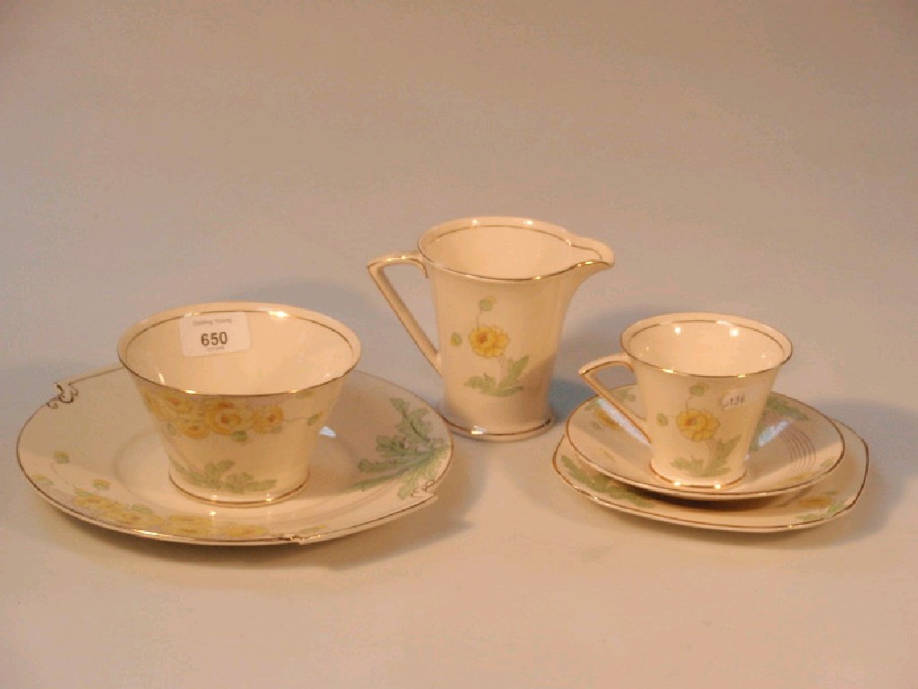 Appraisal: A Crownford Doric pattern Art Deco floral tea service