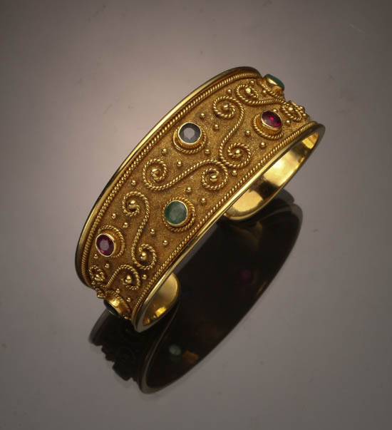 Appraisal: Lot Property of Various Owners -Karat Yellow-Gold and Gem-Set Cuff