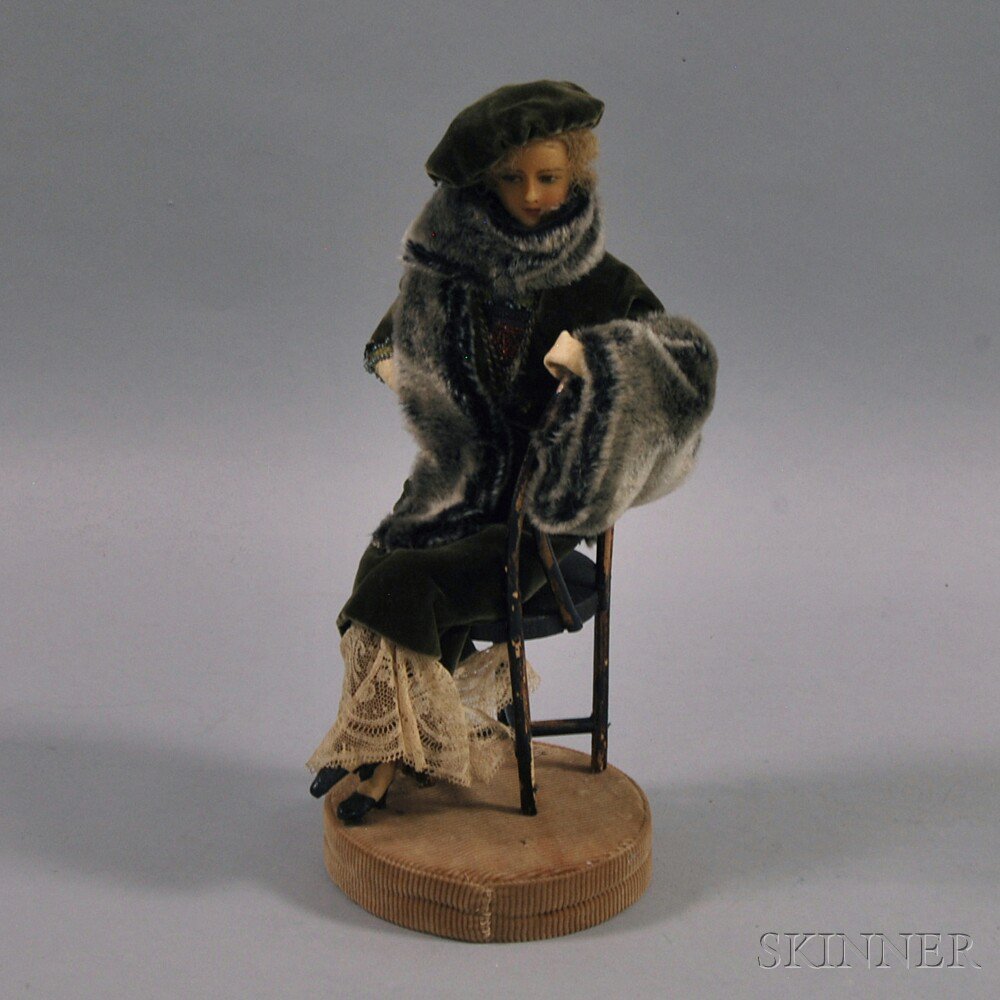 Appraisal: Lafitte-Desirat Seated Wax Fashion Doll France c seated figure with