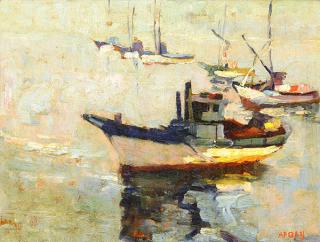 Appraisal: Painting August Gay August Gay American - Sardine Boats oil