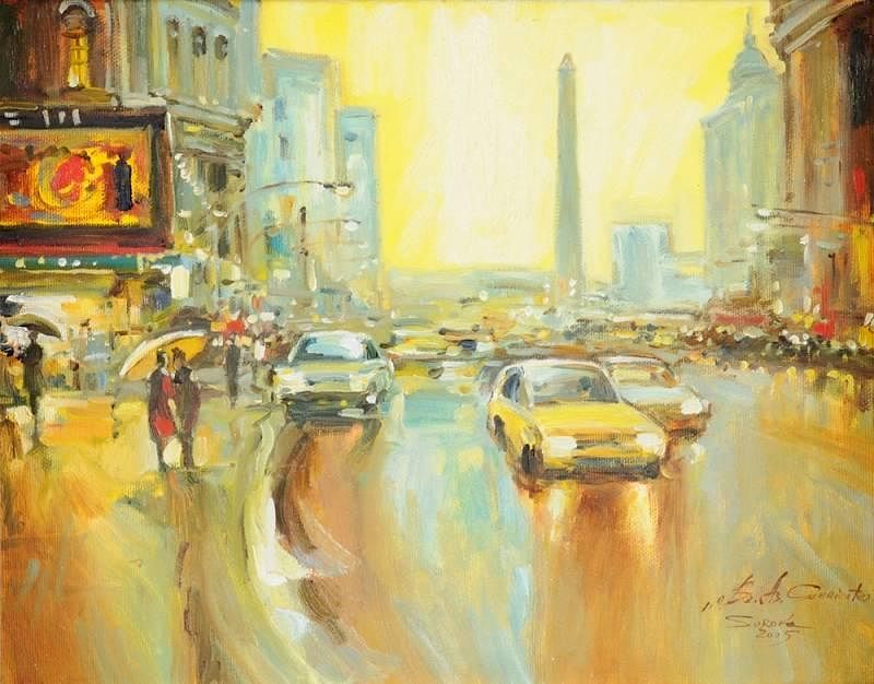 Appraisal: OKSANA SOROKA Ukrainian th Century A PAINTING Street Scene OKSANA