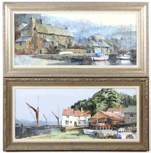 Appraisal: Harley Crossley Br Two Harbor Scenesone in summer time the