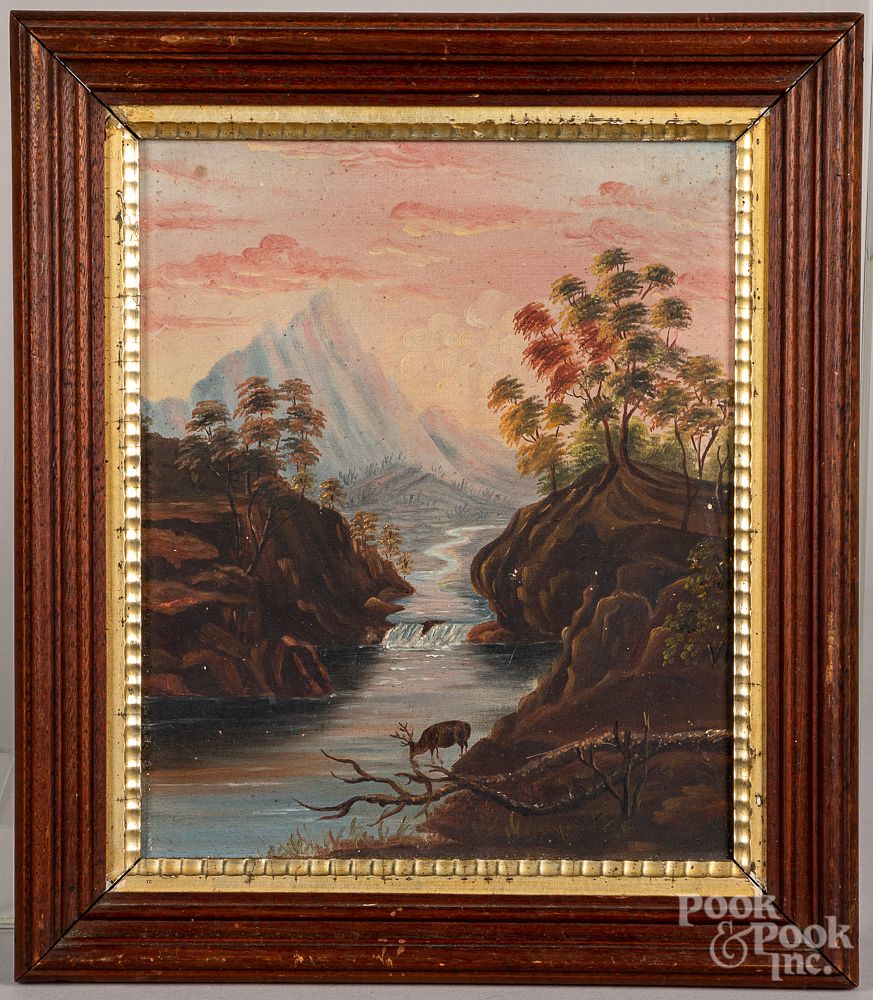 Appraisal: Oil on canvas Hudson River scene th c Oil on