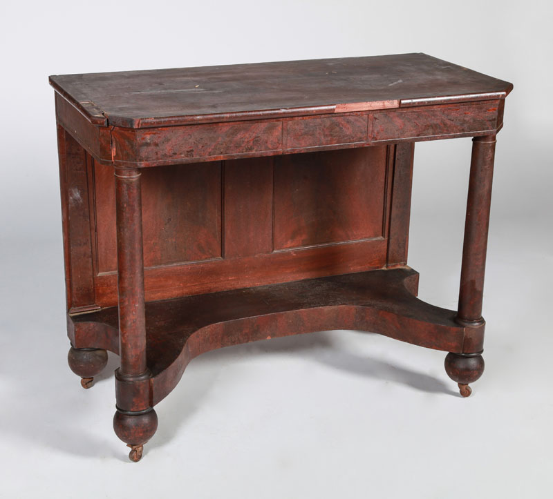 Appraisal: AMERICAN CLASSICAL MAHOGANY CONSOLE TABLE Lacking marble top x x