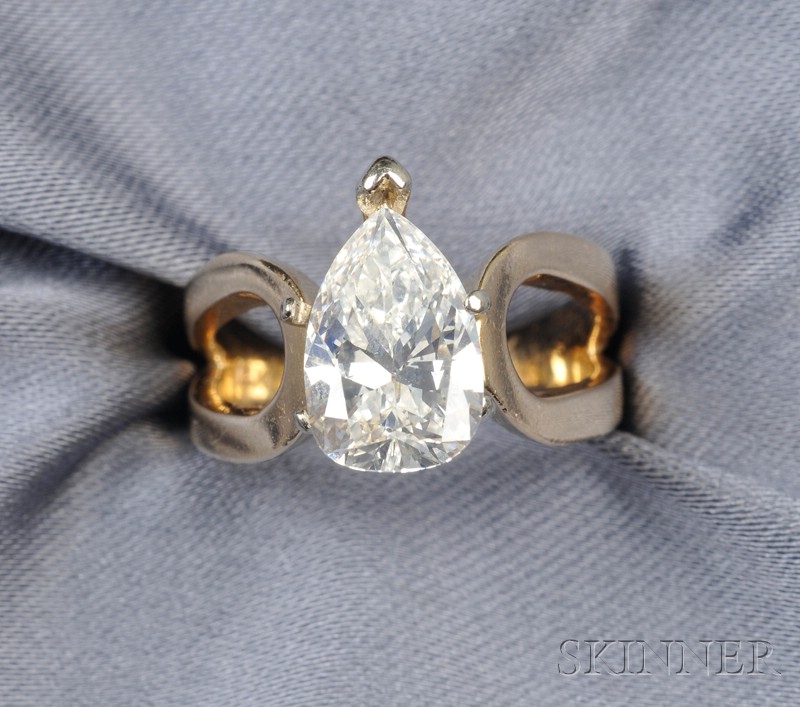 Appraisal: Unmounted Diamond the pear-shape diamond weighing cts together with a