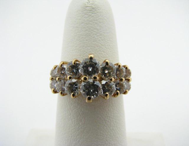 Appraisal: K Yellow Gold Ring with fourteen diamonds approximately ct tdw