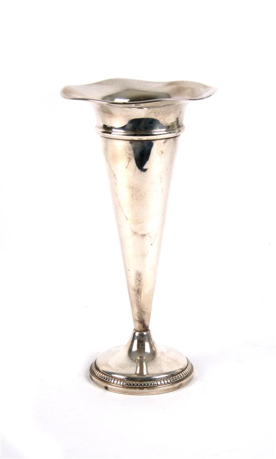 Appraisal: A Sterling Silver Trumpet Form Vase Height inches