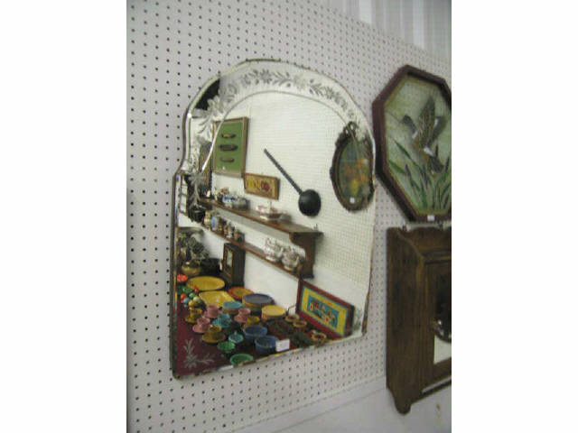 Appraisal: Intaglio Cut Deco Mirror Beveled