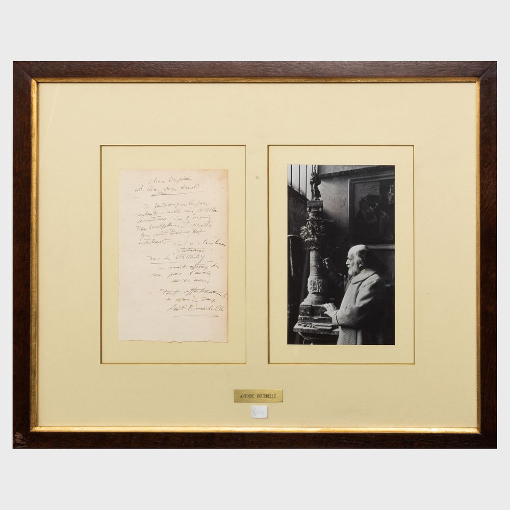 Appraisal: Emile Antoine Bourdelle - Autograph Letter Hand-written letter signed 'A