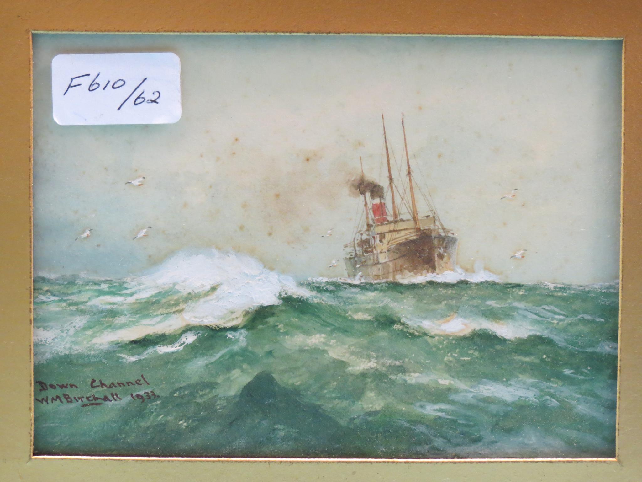 Appraisal: William Minshall Birchall - - watercolour steam yacht on rough