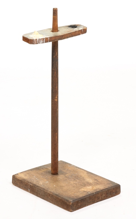 Appraisal: AMERICAN PRIMITIVE LIGHTING STAND First half th century ash and