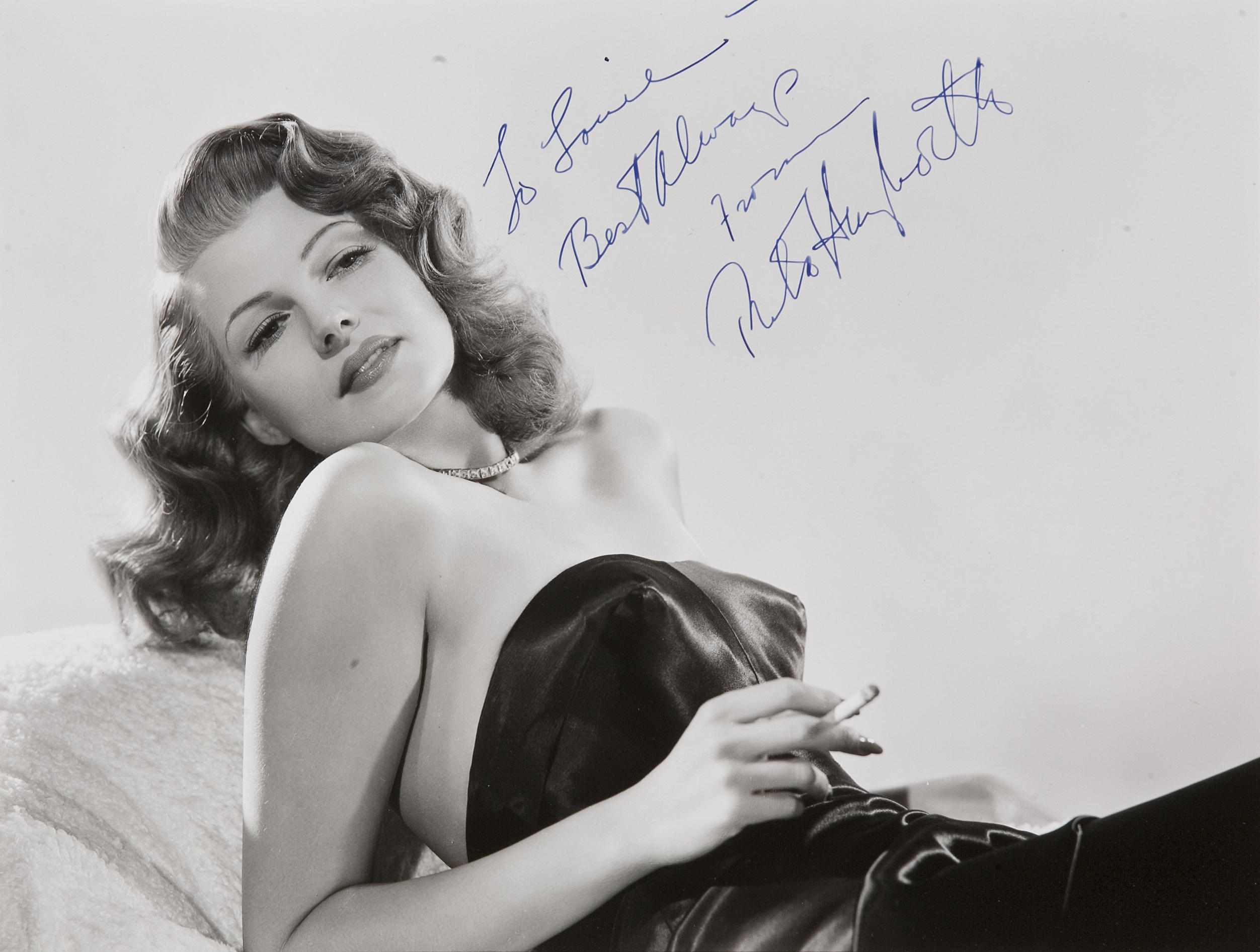 Appraisal: A Rita Hayworth inscribed and signed photograph A gelatin silver