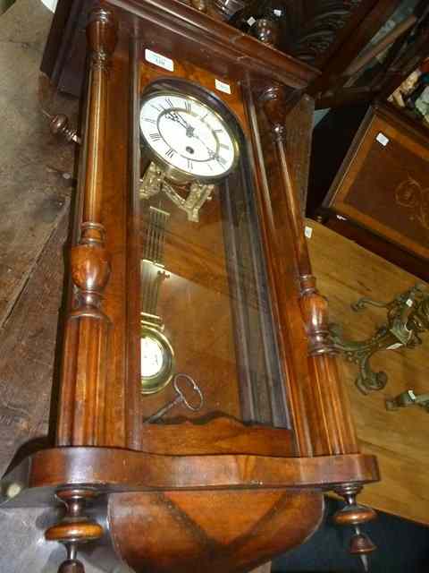 Appraisal: A VIENNA REGULATOR TYPE WALL CLOCK with two part enamel