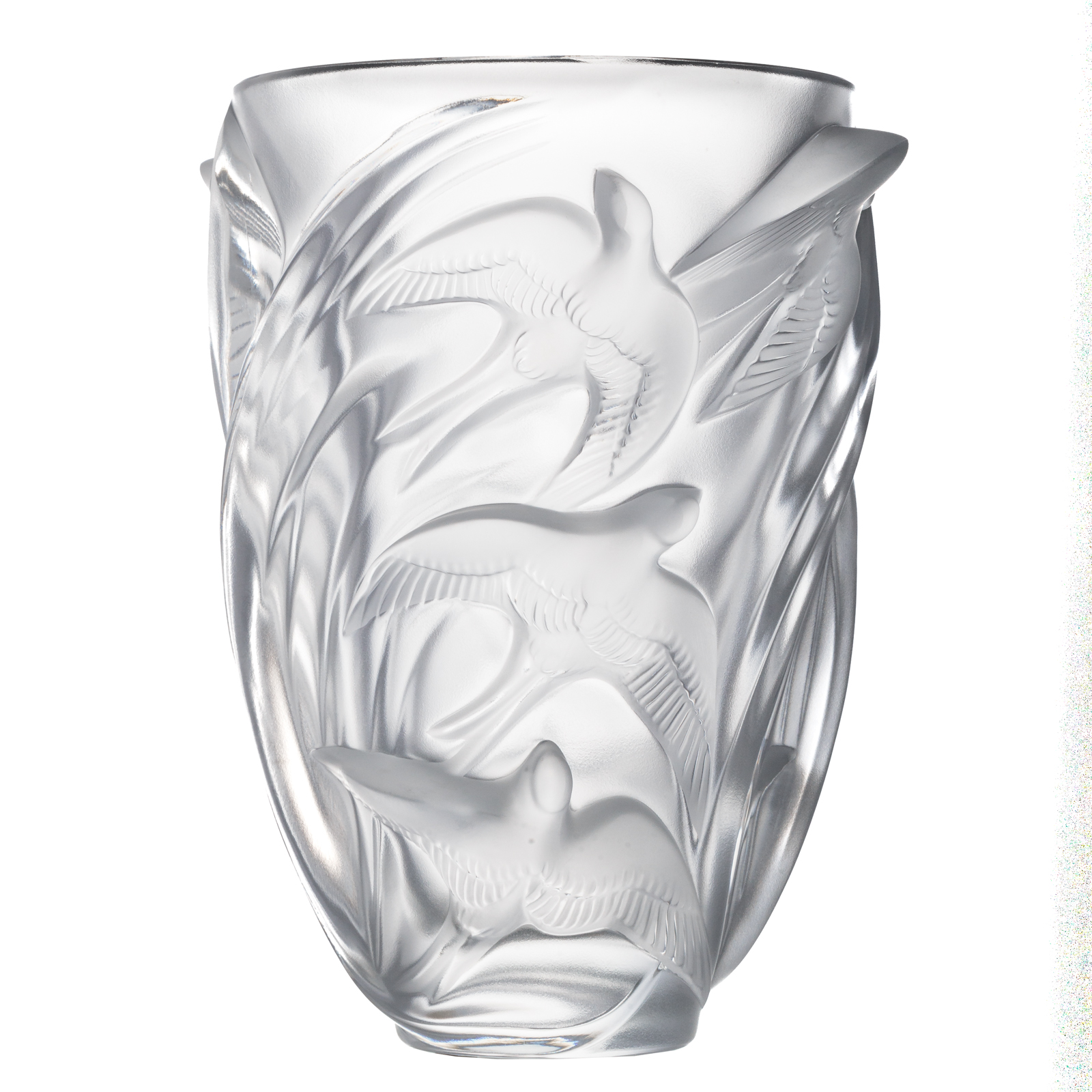 Appraisal: LALIQUE PARTIALLY FROSTED GLASS MARTINET VASE Inscribed Lalique France in