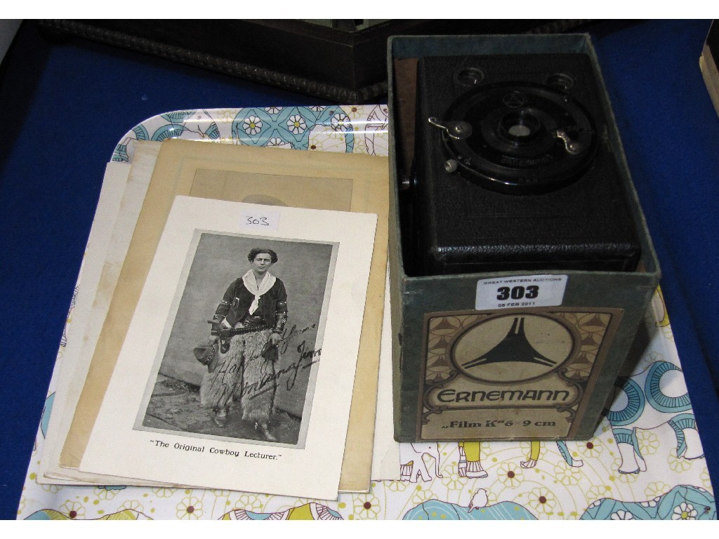 Appraisal: Lot comprising box of cameras and three assorted photographs of