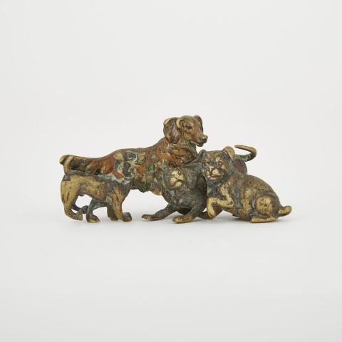 Appraisal: Small Austrian Cold Painted Bronze Group of Dogs c