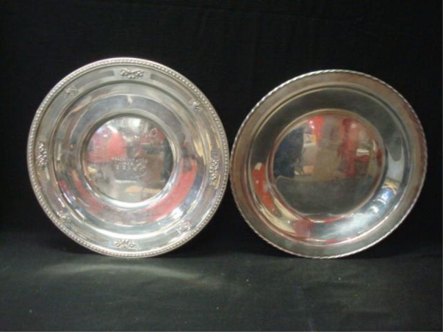 Appraisal: sterling silver chargers One has an inscription and slight dent