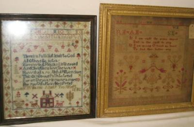 Appraisal: A WOOLWORK SAMPLER worked by Louise Williams dated with alphabet